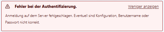 Fehlermeldung in Thunderbird, wenn das Passwort falsch ist.